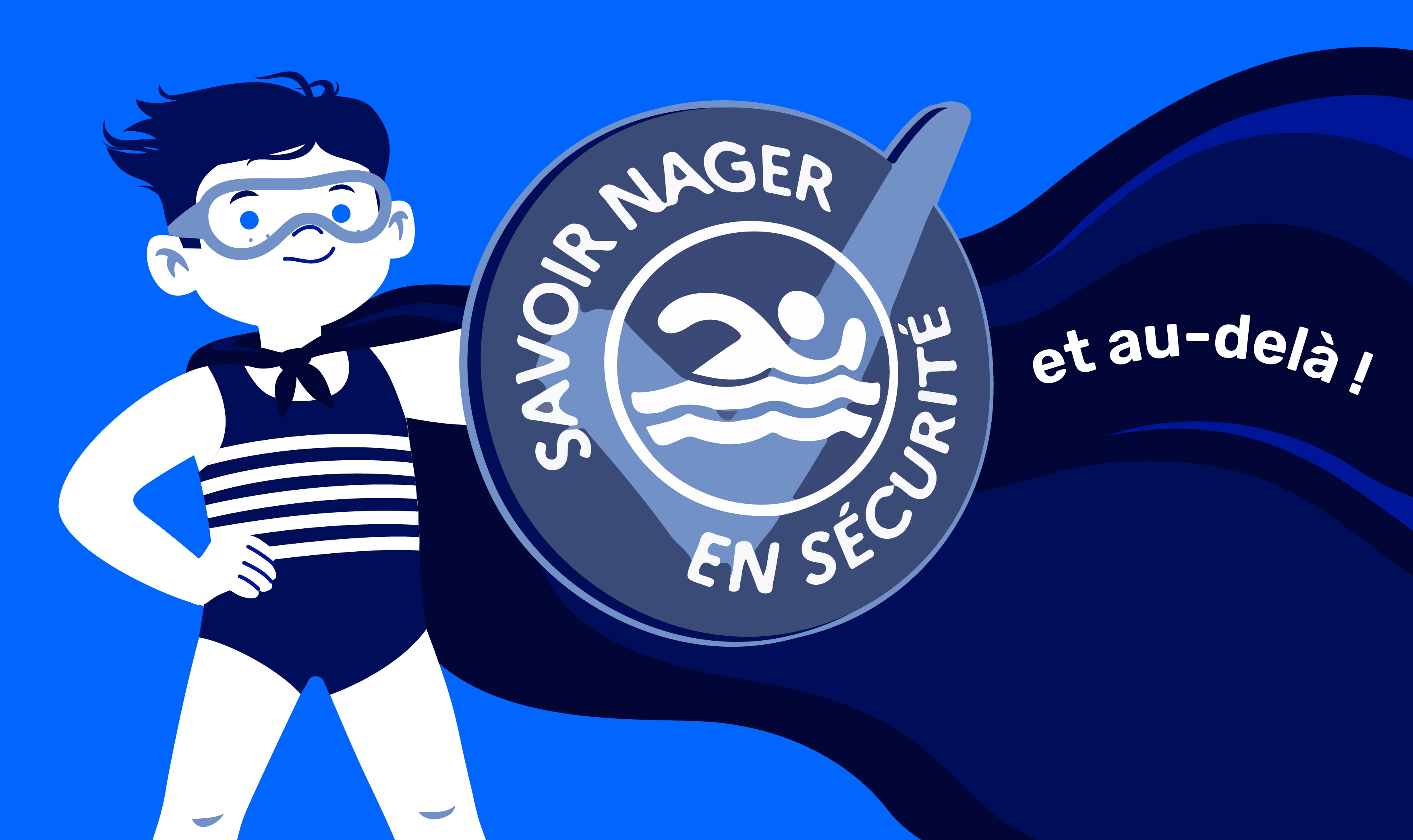 Illustration du cours Savoir Nager : un nageur devant une médaille